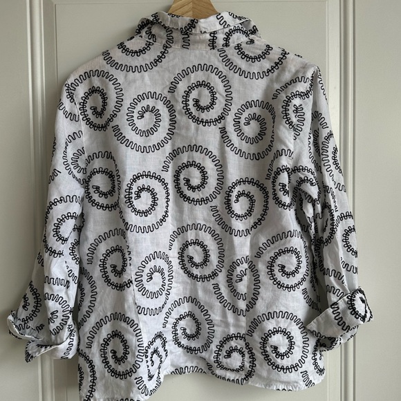 Vintage white and black button up blouse - Picture 3 of 5